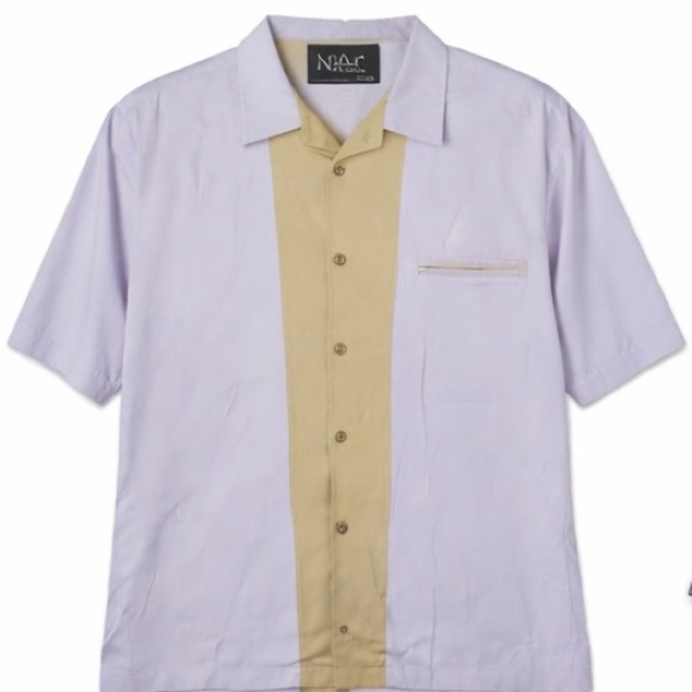 Nat Nast Silk Shirt Mens L Retro Bowling Camp Collar Resort Button Up